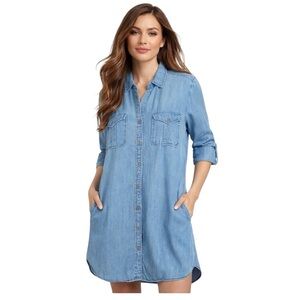 Philosophy button down denim chambray shirt dress L